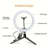 LED Ring Light with Phone Holder, Adjustable Desktop Tripod