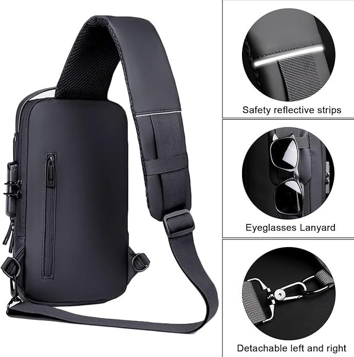 Crossbody Tech Sling Bag With USB Charging Port