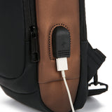 Luxury Leather Sling Bag – USB Charging Port & Anti-Theft Crossbody Design
