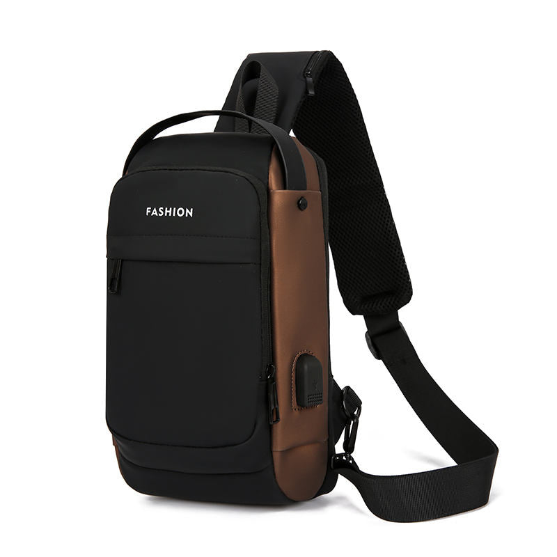 Luxury Leather Sling Bag – USB Charging Port & Anti-Theft Crossbody Design