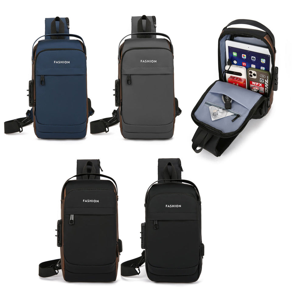 Luxury Leather Sling Bag – USB Charging Port & Anti-Theft Crossbody Design