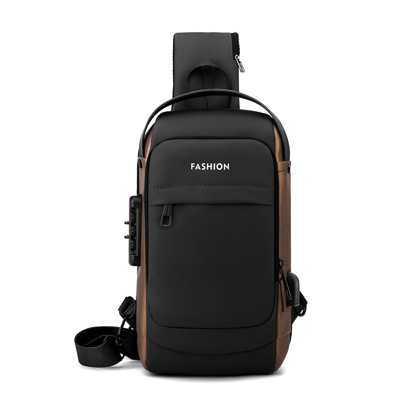 Luxury Leather Sling Bag – USB Charging Port & Anti-Theft Crossbody Design