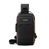 Luxury Leather Sling Bag – USB Charging Port & Anti-Theft Crossbody Design