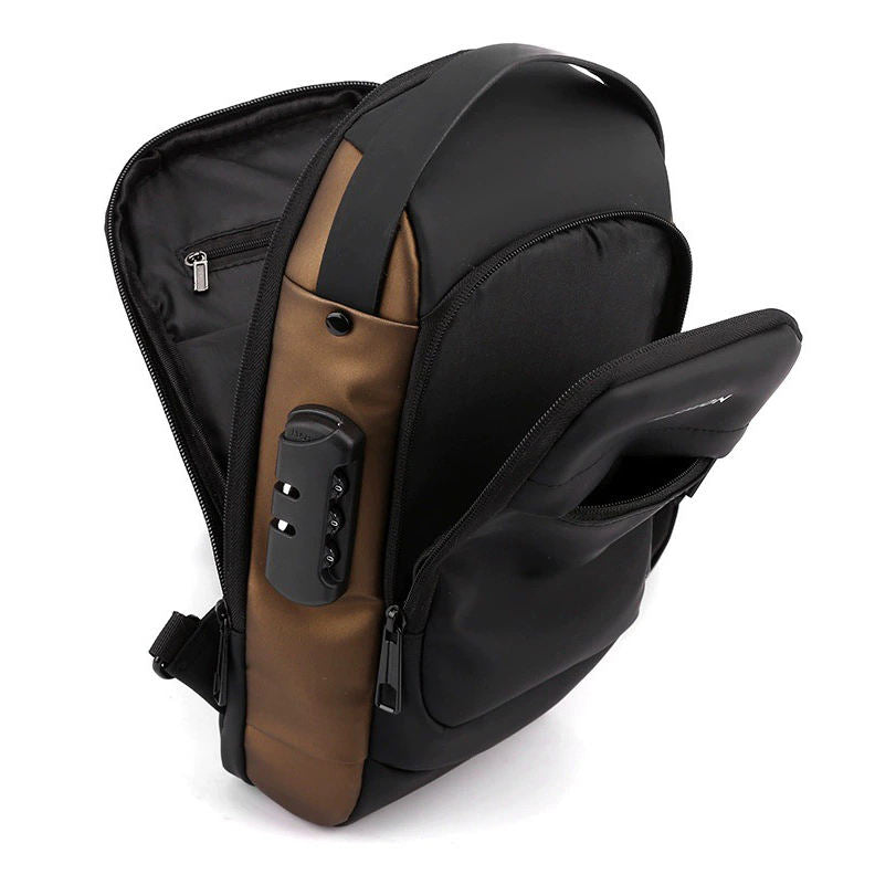 Luxury Leather Sling Bag – USB Charging Port & Anti-Theft Crossbody Design