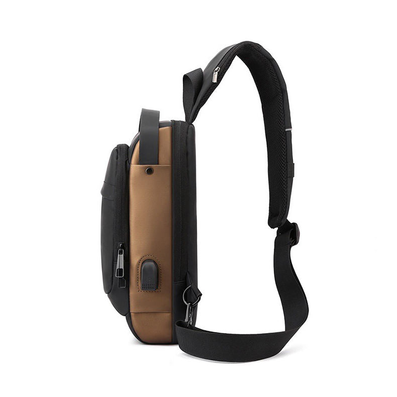 Luxury Leather Sling Bag – USB Charging Port & Anti-Theft Crossbody Design